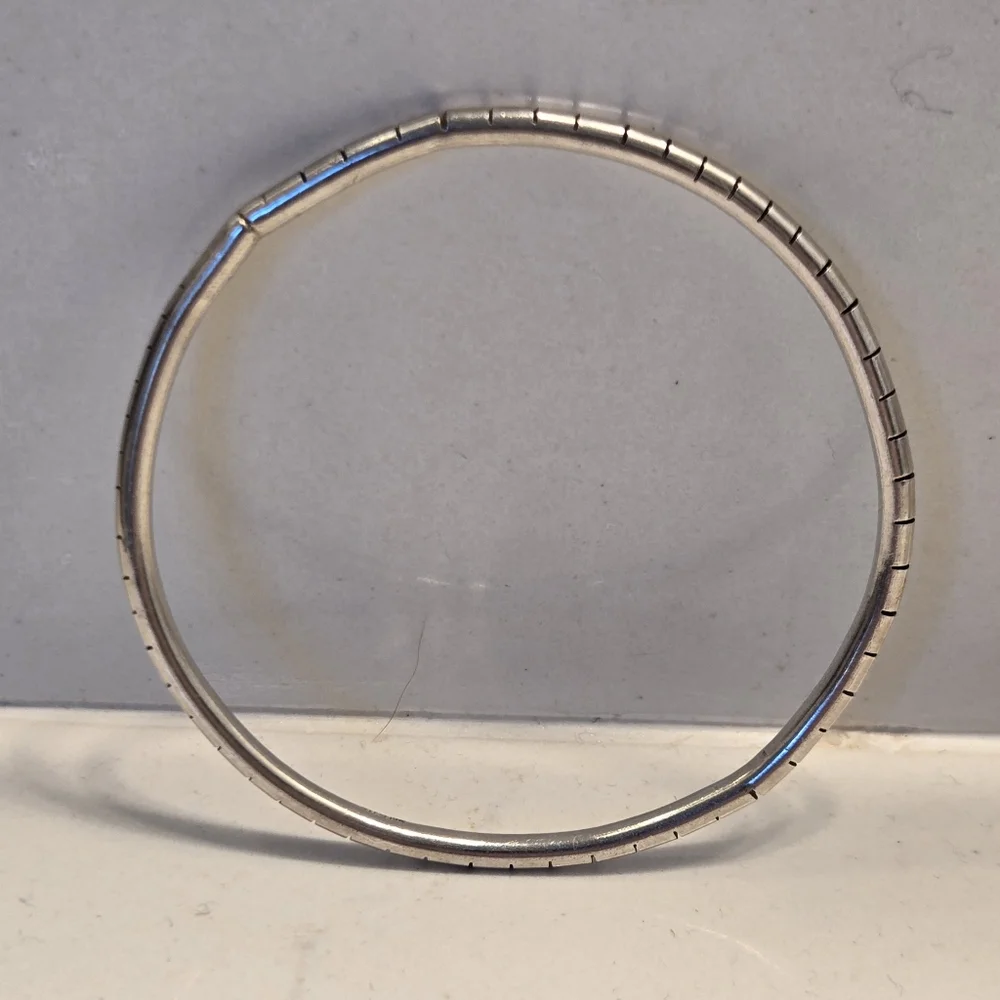 Genuine Sterling Silver Bangle Bracelet - Picture 2 of 9